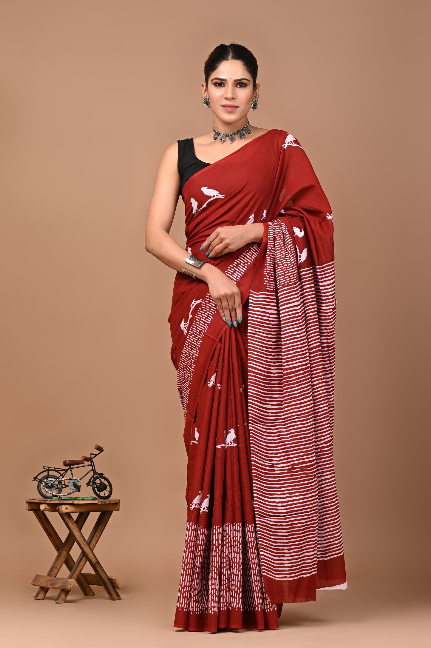 Jaipuri Printed Pure Cotton Mulmul Saree With Blouse - Mj Creation