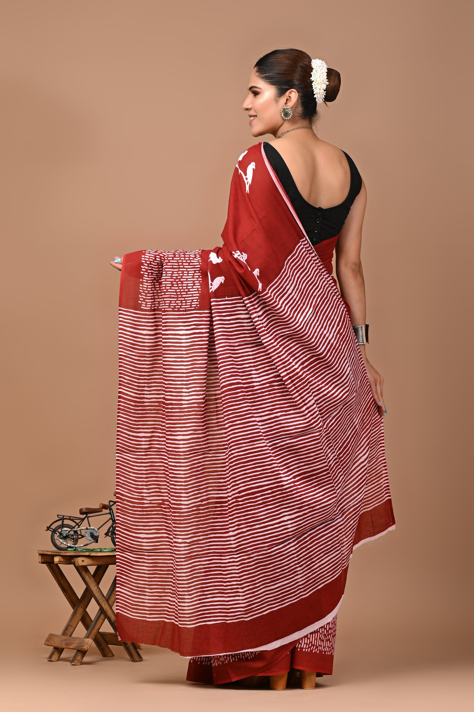 Jaipuri Printed Pure Cotton Mulmul Saree With Blouse - Mj Creation