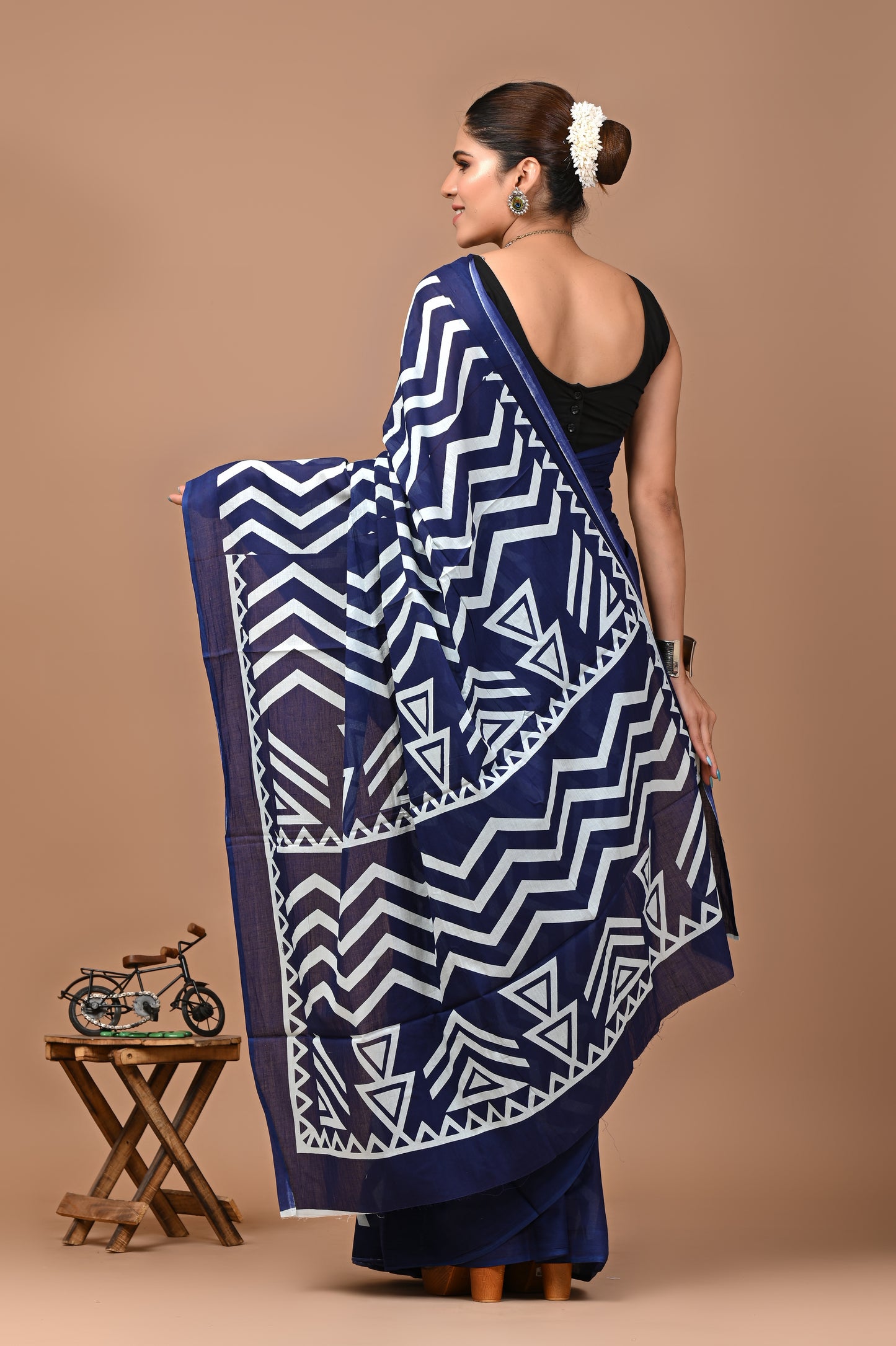 Jaipuri Printed Pure Cotton Mulmul Saree With Blouse - Mj Creation