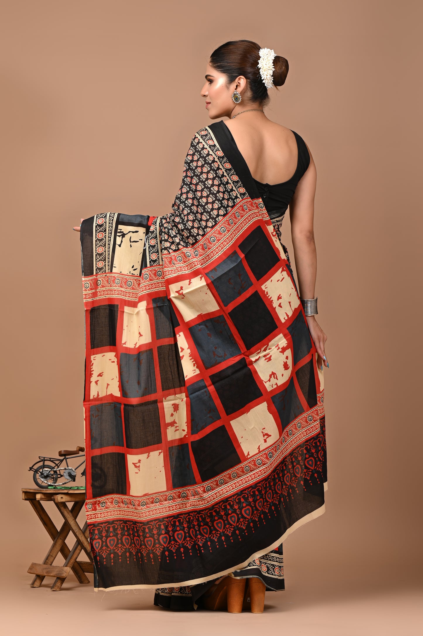 Jaipuri Printed Pure Cotton Mulmul Saree With Blouse - Mj Creation