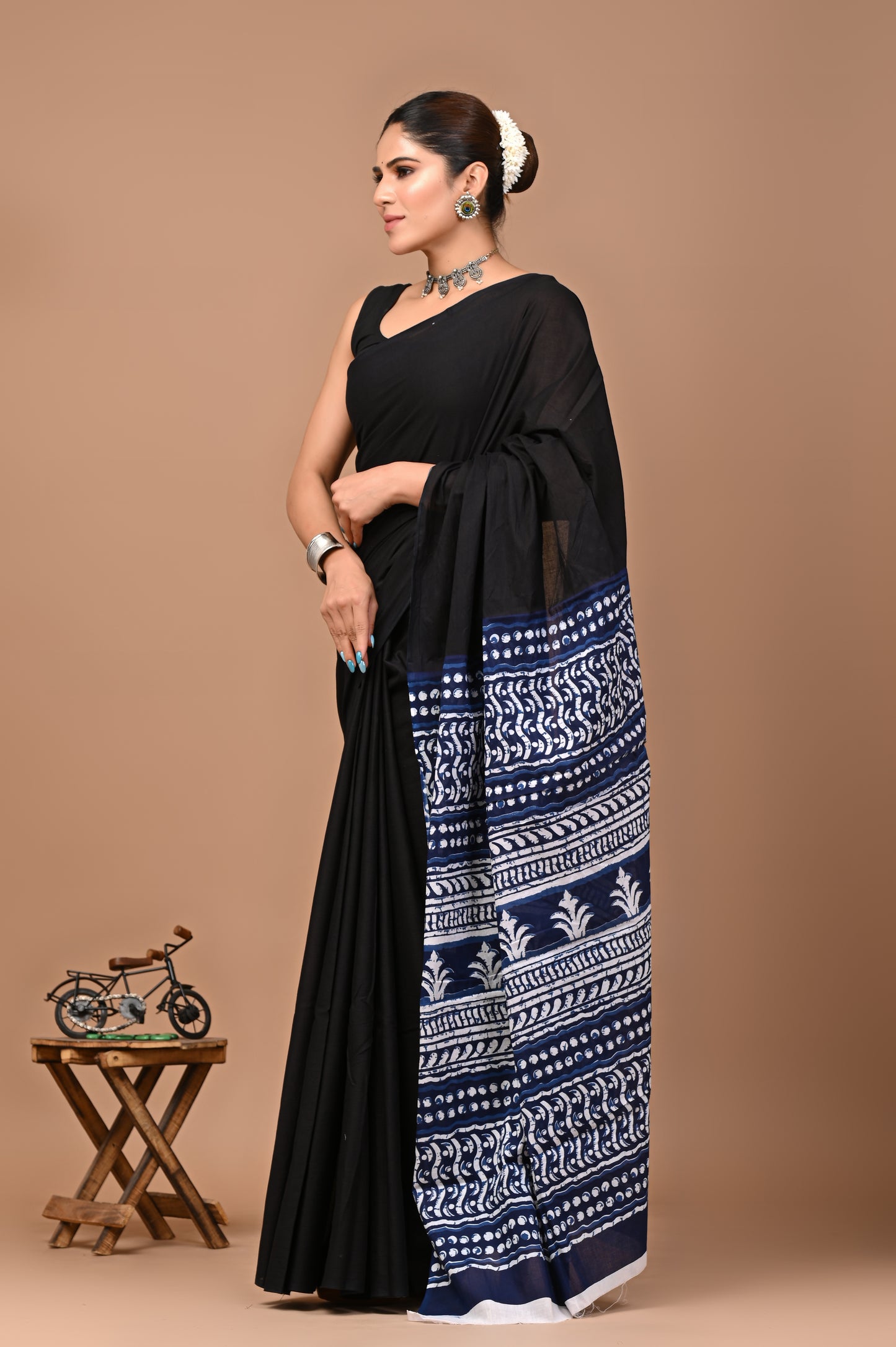 Jaipuri Printed Pure Cotton Mulmul Saree With Blouse - Mj Creation