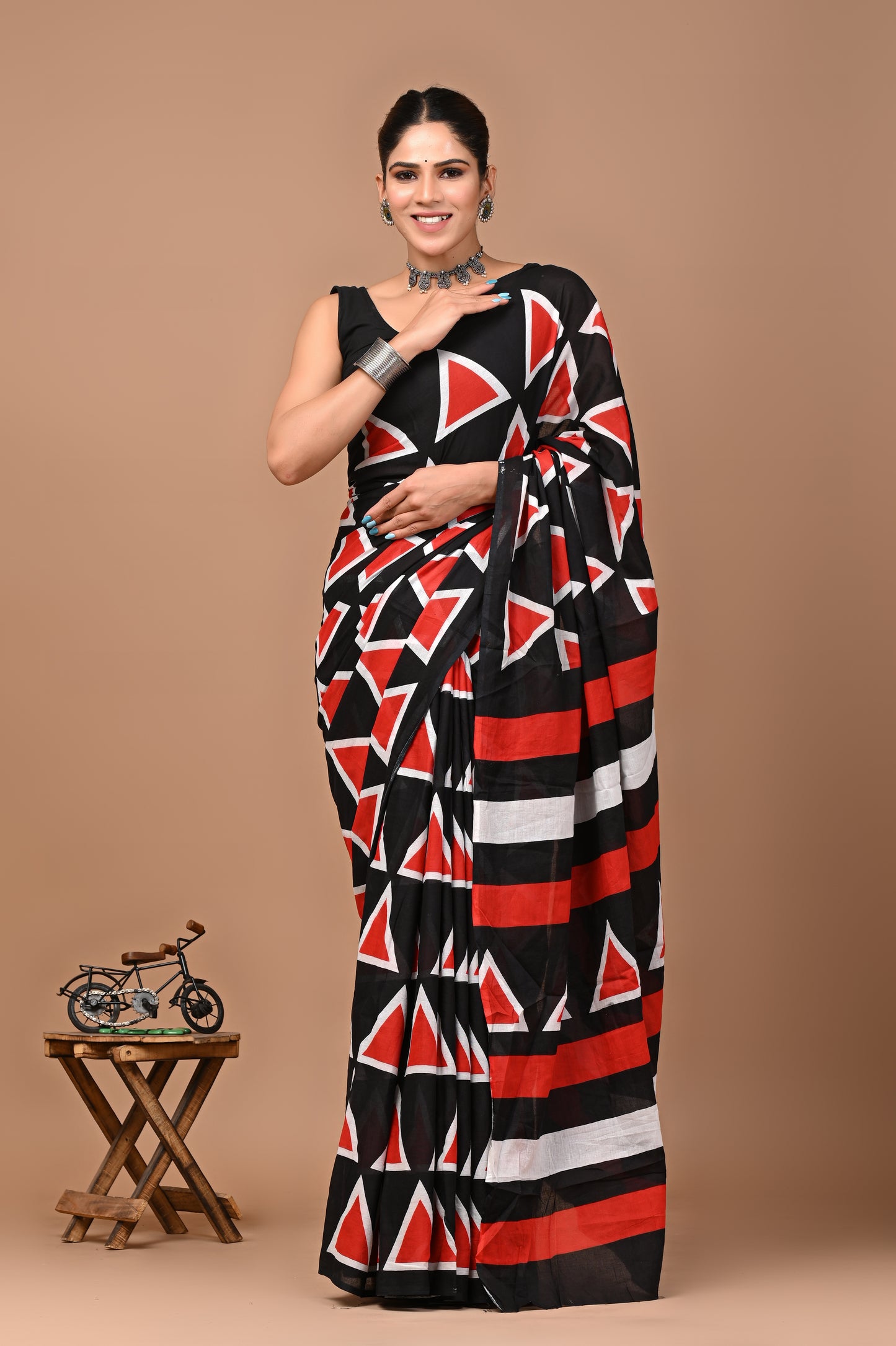 Jaipuri Printed Pure Cotton Mulmul Saree With Blouse - Mj Creation