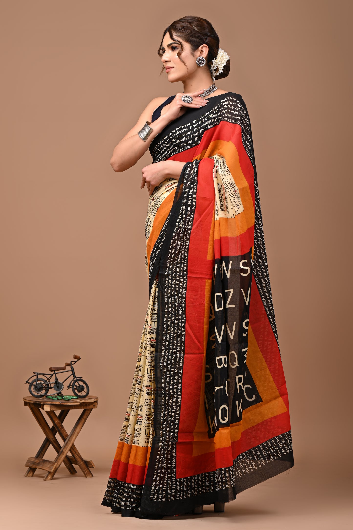 Jaipuri Printed Pure Cotton Mulmul Saree With Blouse - Mj Creation