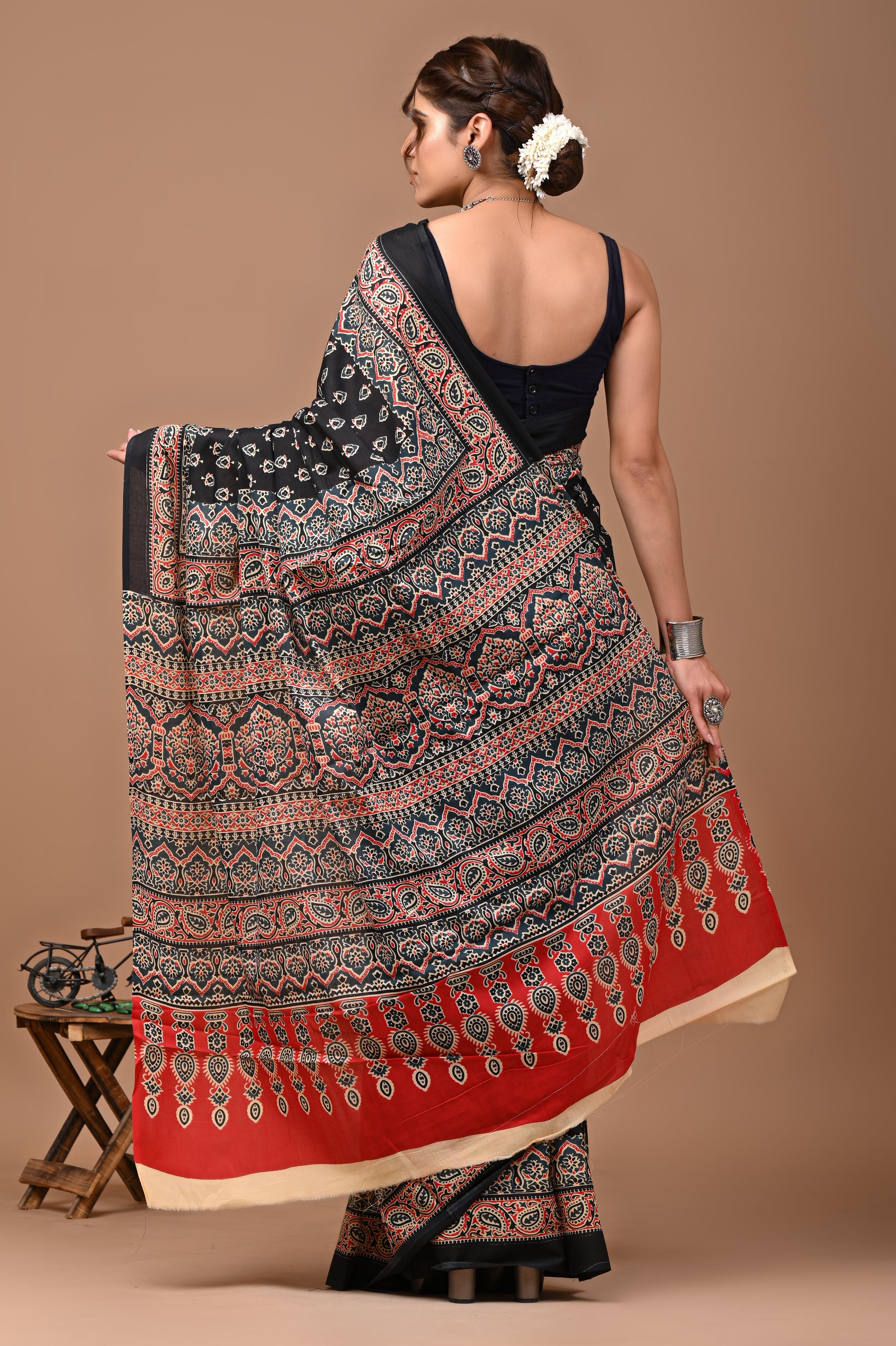 Jaipuri Printed Pure Cotton Mulmul Saree With Blouse - Mj Creation