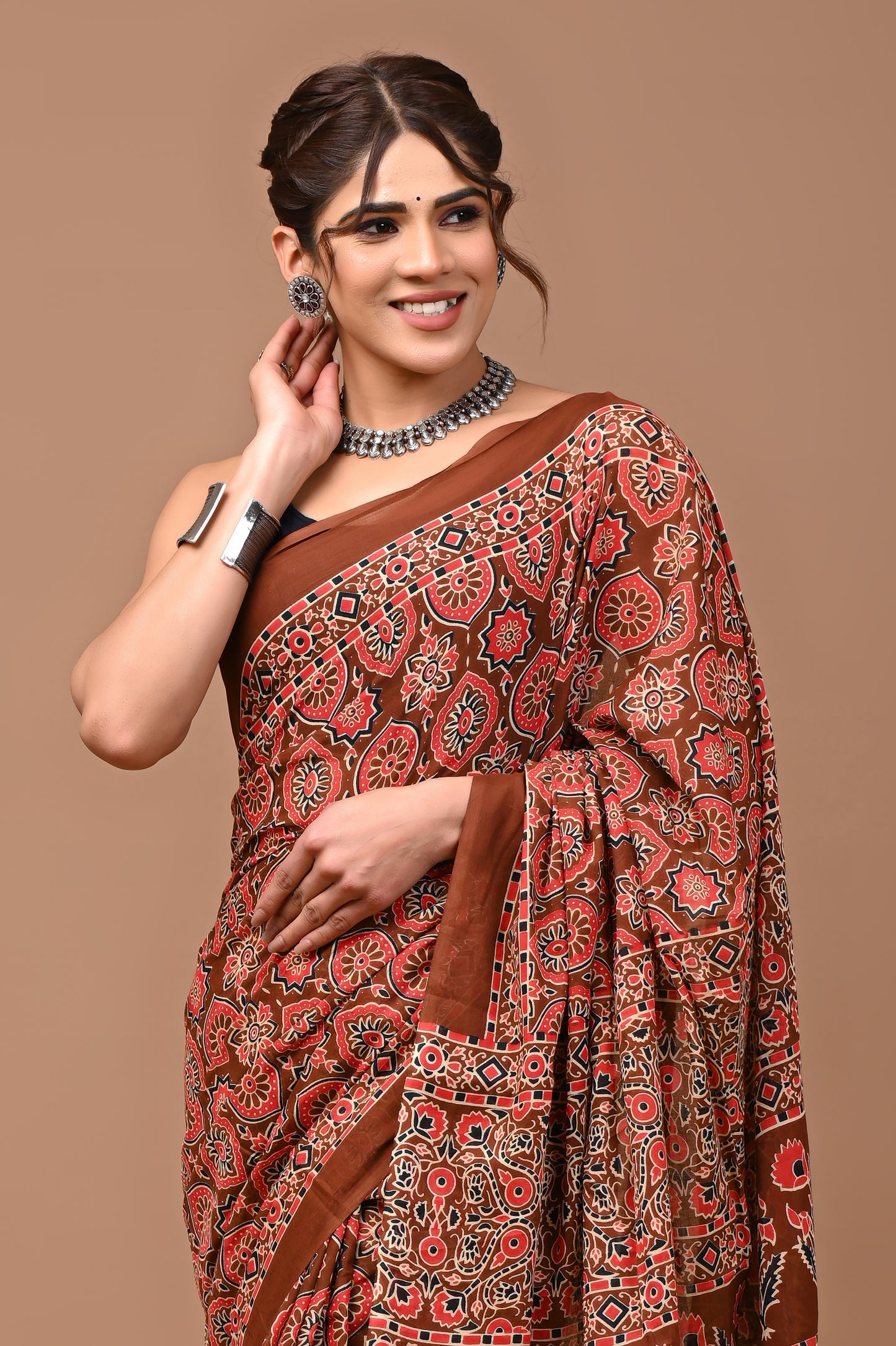 Jaipuri Printed Pure Cotton Mulmul Saree With Blouse - Mj Creation