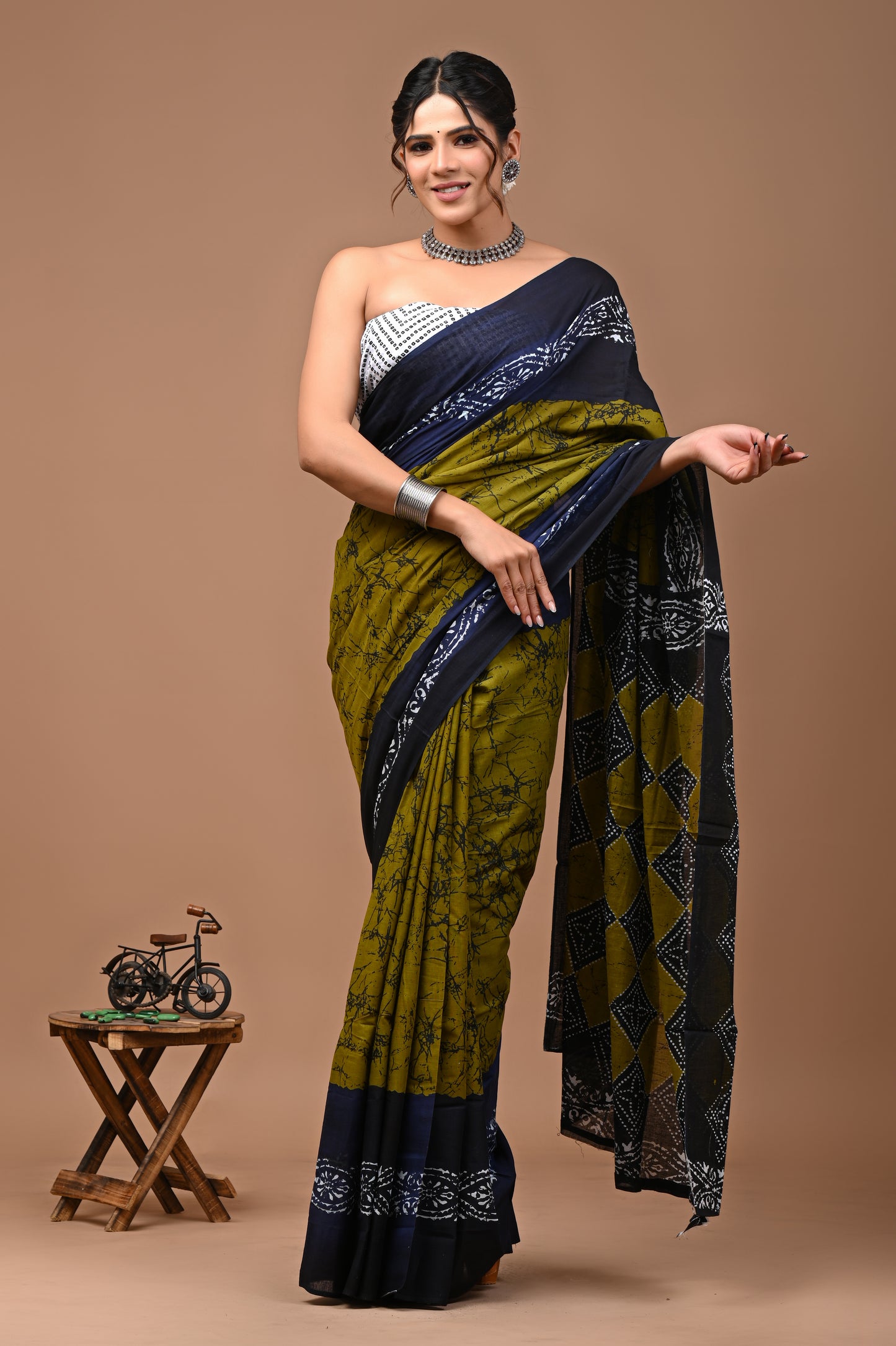 Jaipuri Printed Pure Cotton Mulmul Saree With Blouse - Mj Creation