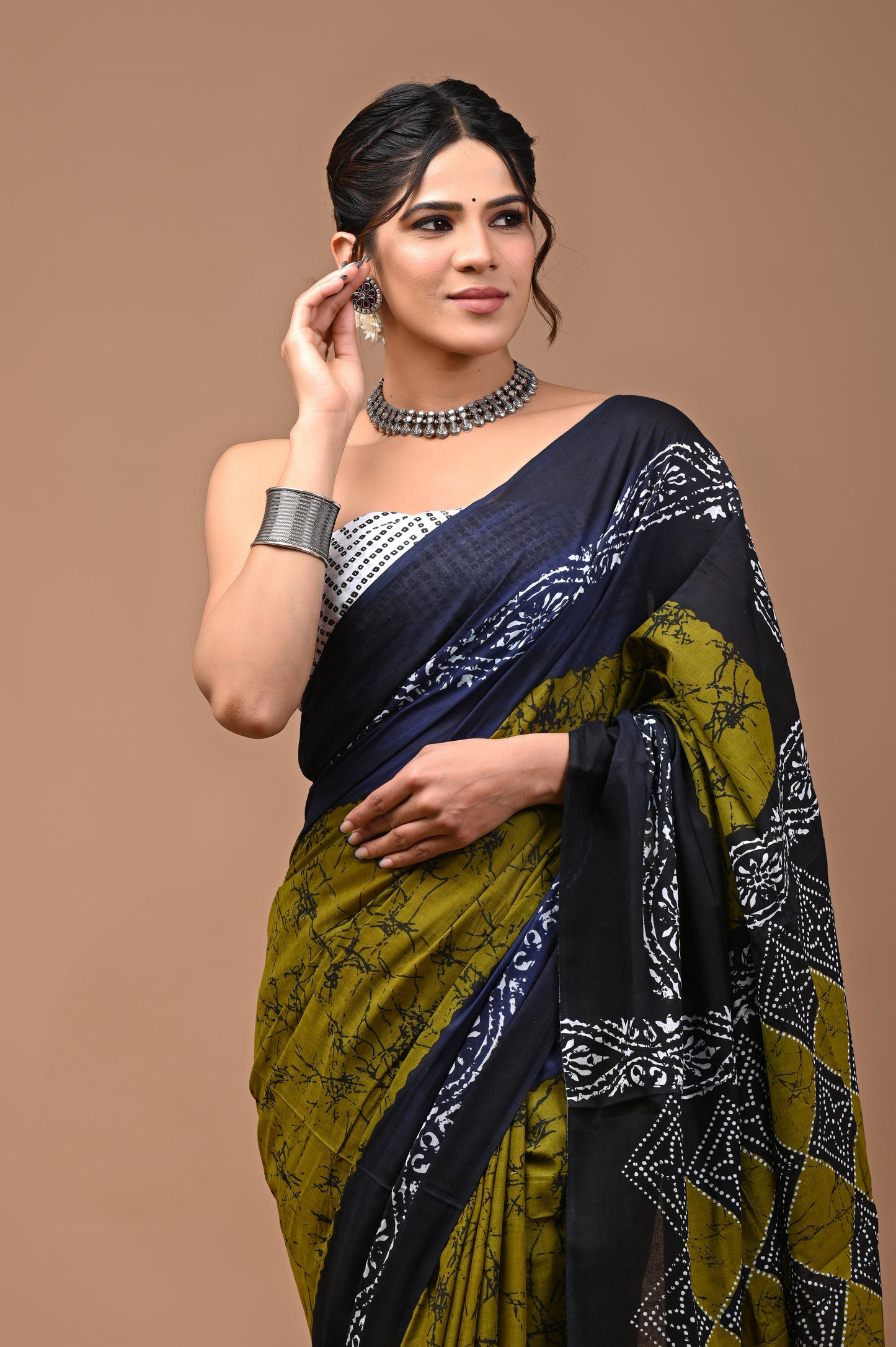 Jaipuri Printed Pure Cotton Mulmul Saree With Blouse - Mj Creation