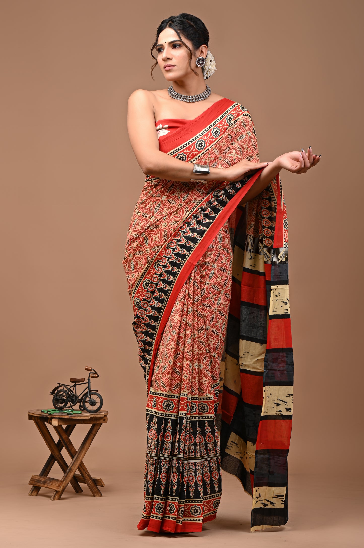 Printed Pure Cotton Mulmul Saree With Blouse - Mj Creation