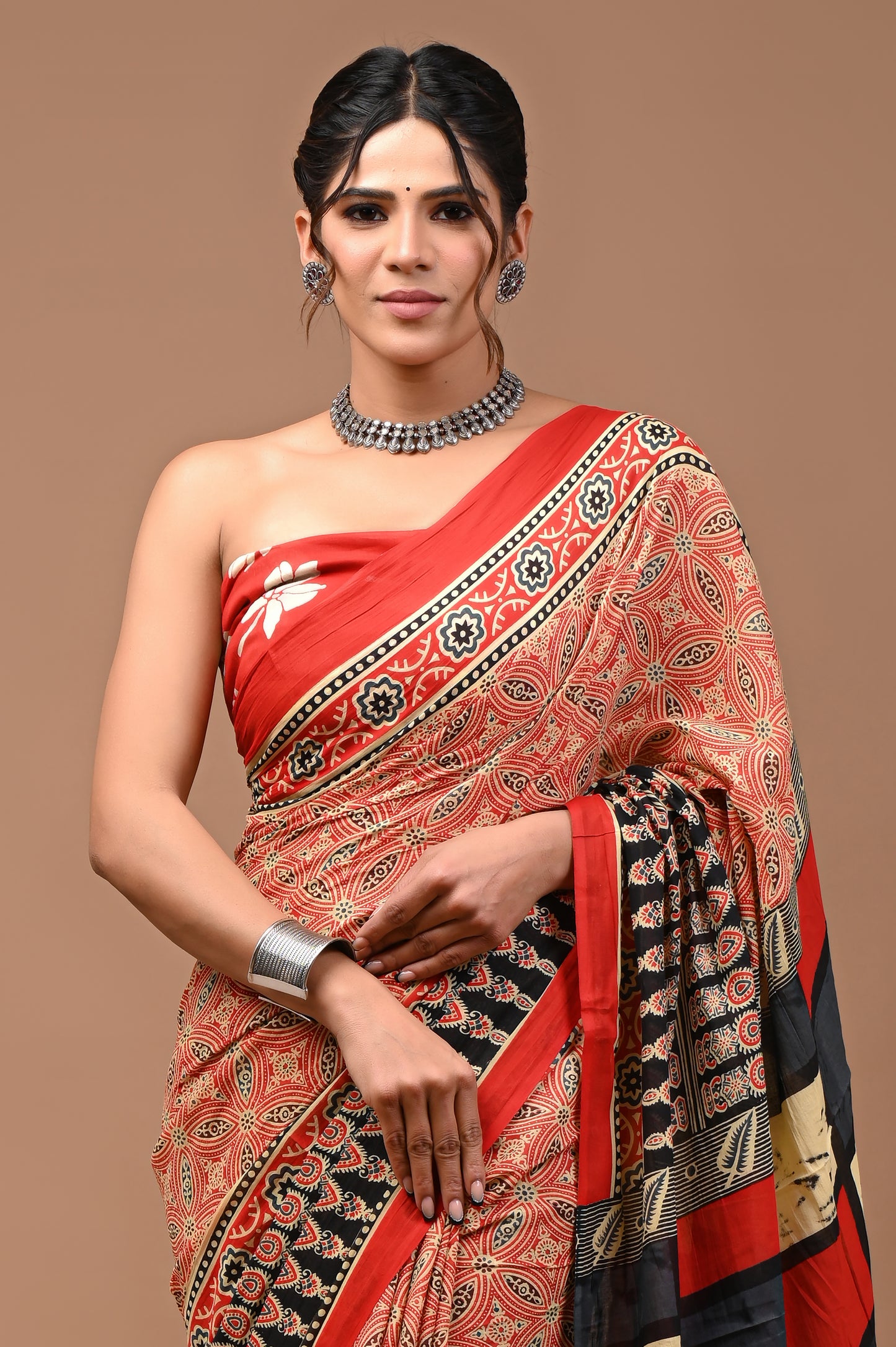 Printed Pure Cotton Mulmul Saree With Blouse - Mj Creation