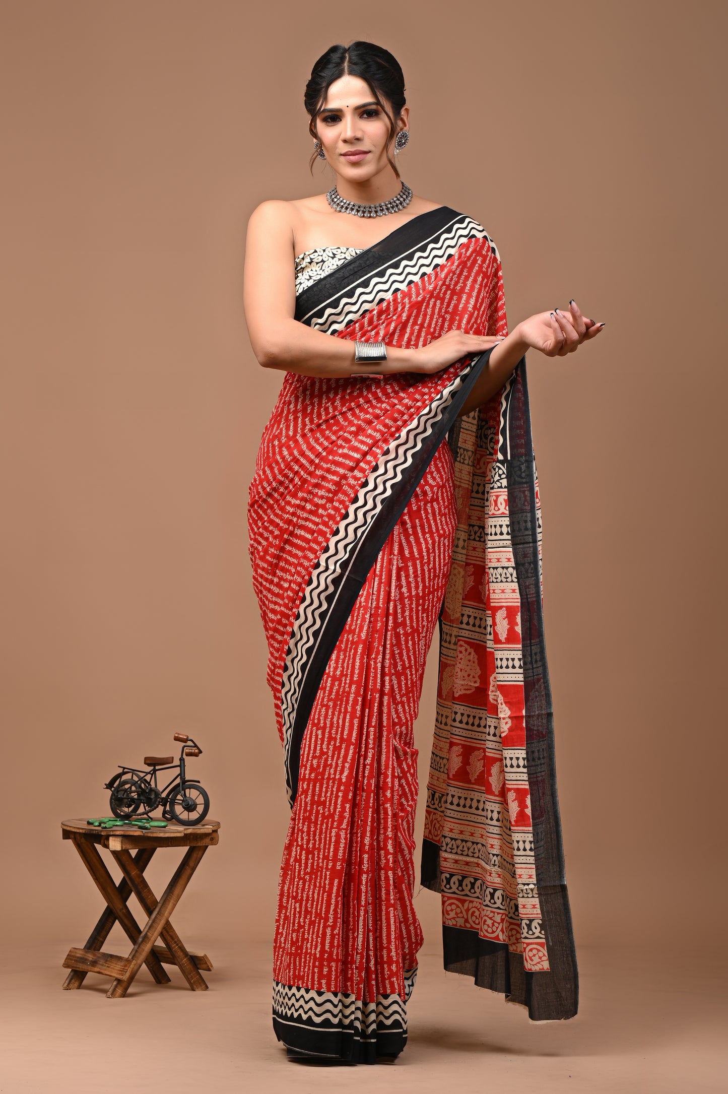 Printed Pure Cotton Mulmul Saree With Blouse - Mj Creation