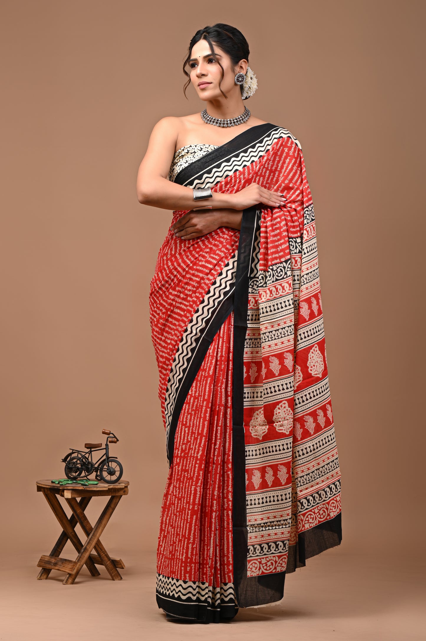 Printed Pure Cotton Mulmul Saree With Blouse - Mj Creation