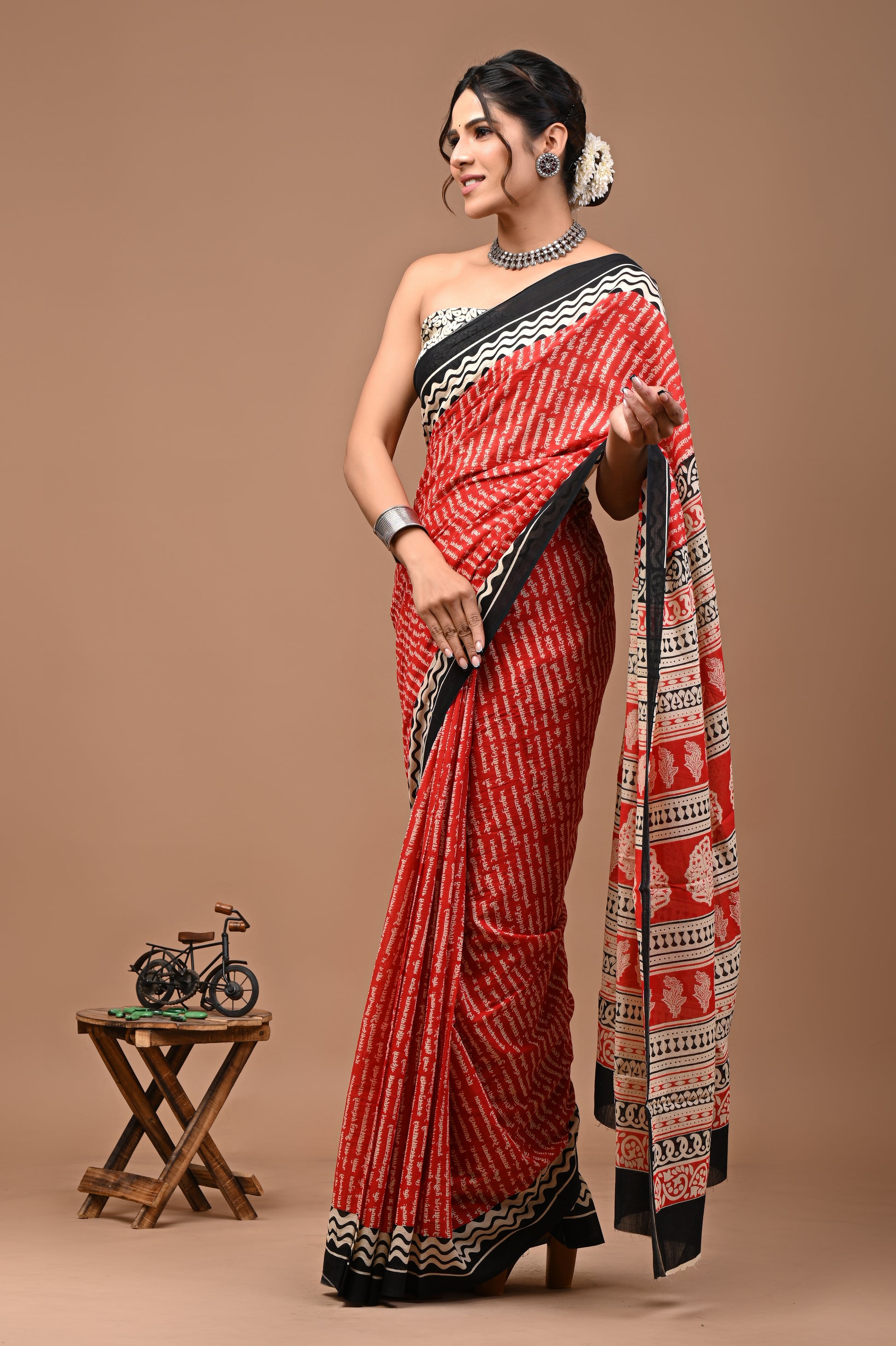 Printed Pure Cotton Mulmul Saree With Blouse - Mj Creation