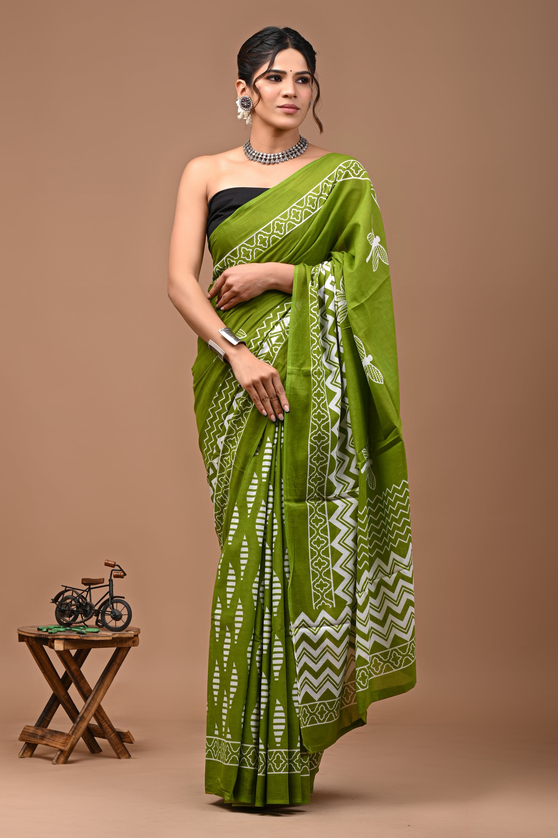 Printed Pure Cotton Mulmul Saree With Blouse - Mj Creation