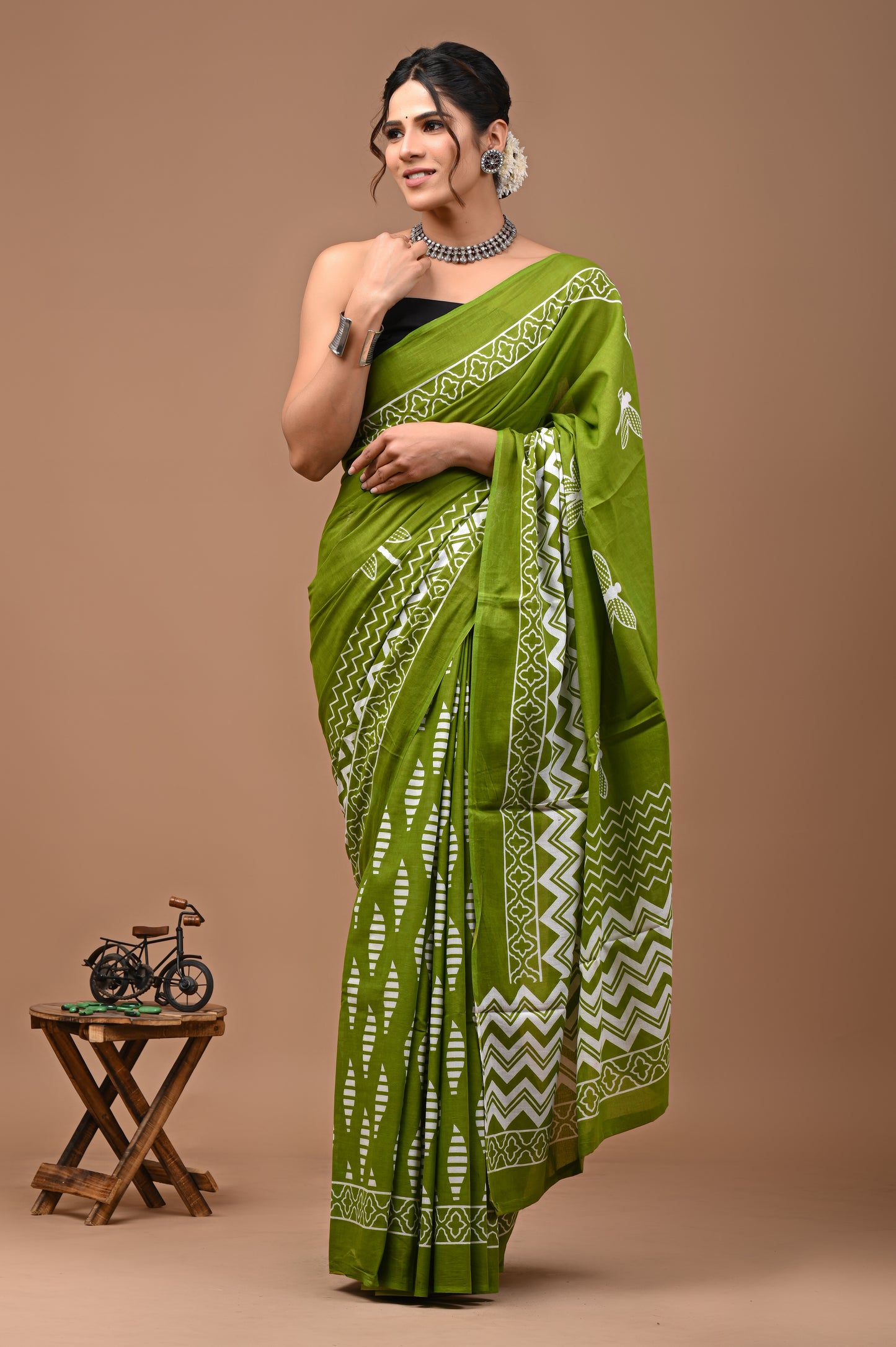 Printed Pure Cotton Mulmul Saree With Blouse - Mj Creation