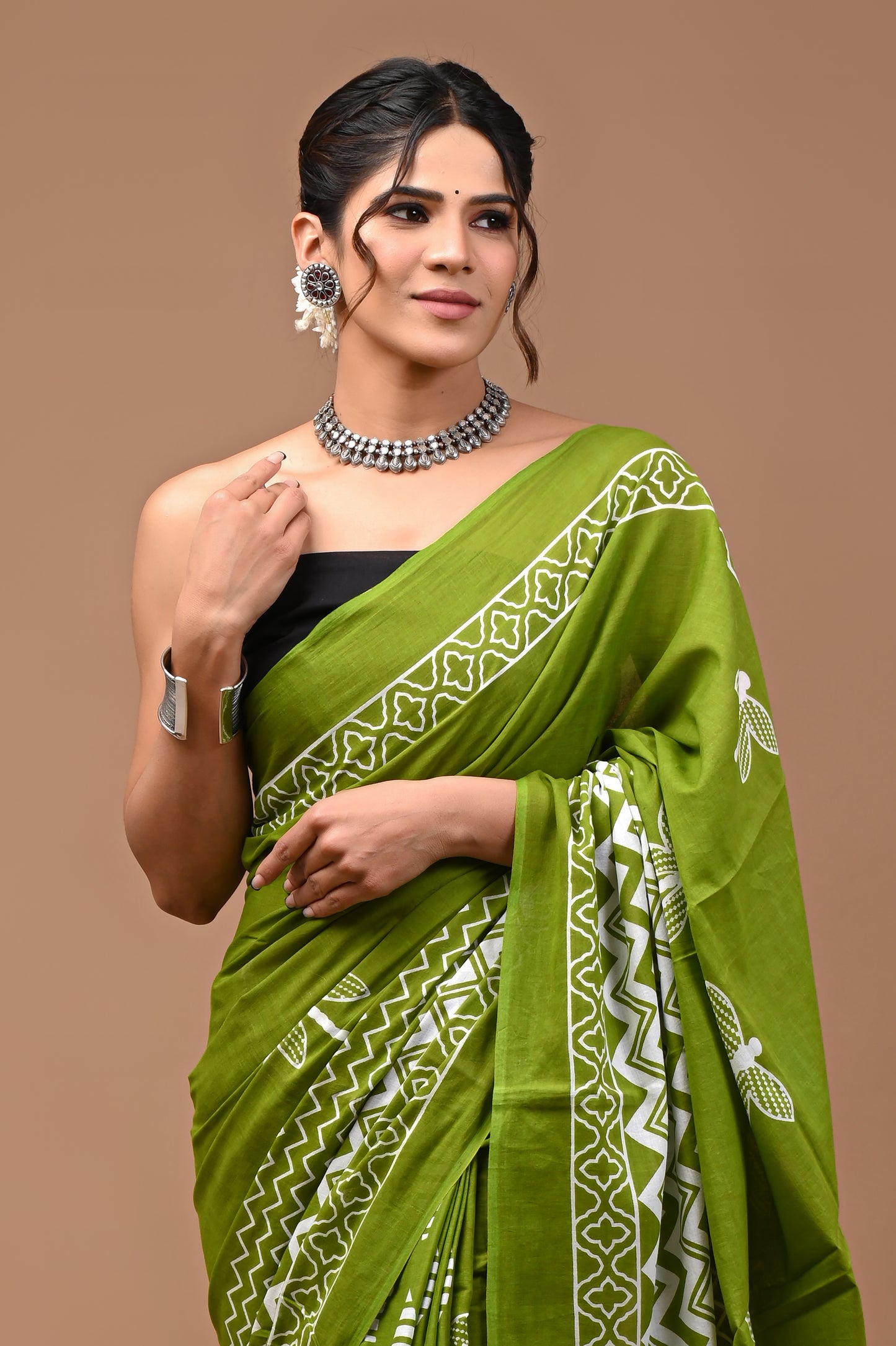 Printed Pure Cotton Mulmul Saree With Blouse - Mj Creation