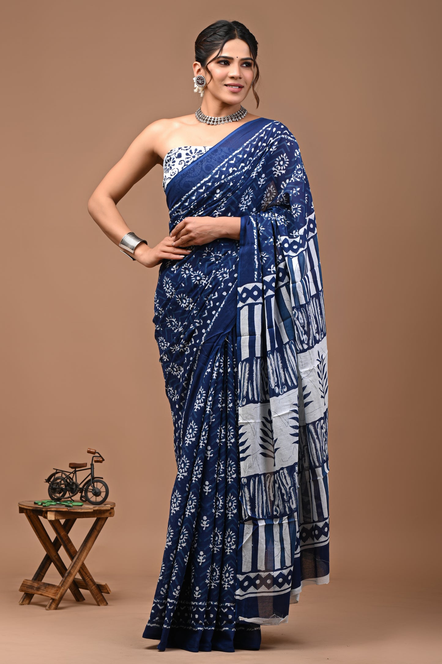 Printed Pure Cotton Mulmul Saree With Blouse - Mj Creation