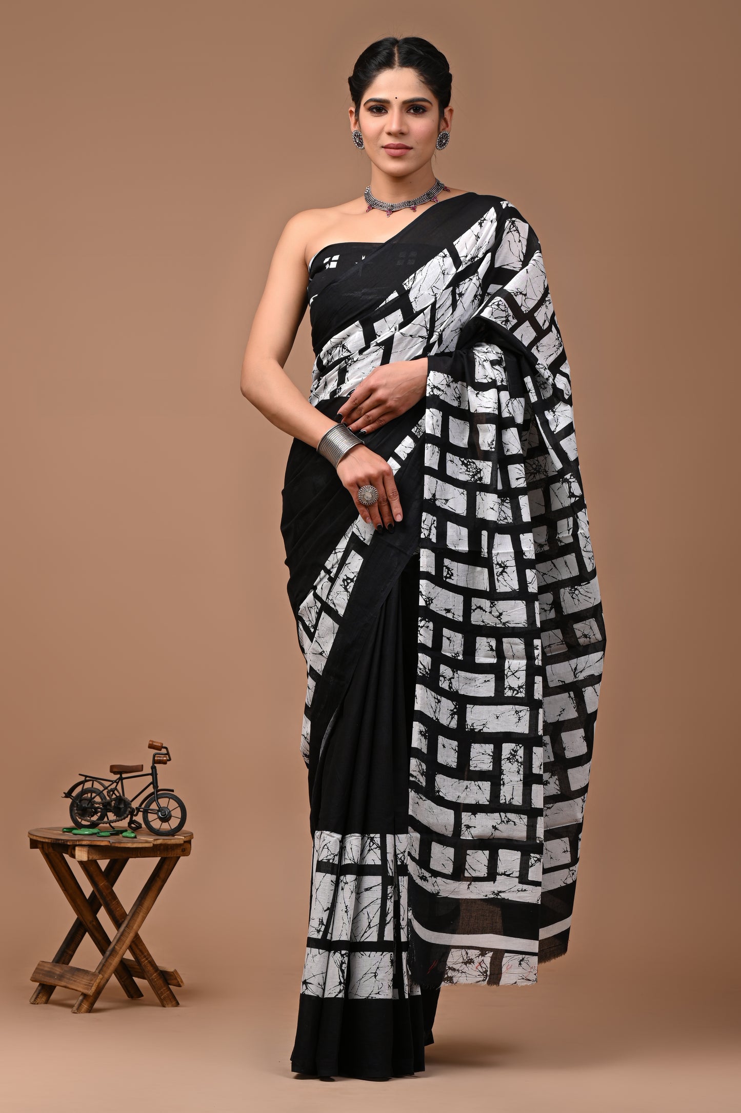 Printed Pure Cotton Mulmul Saree With Blouse - Mj Creation