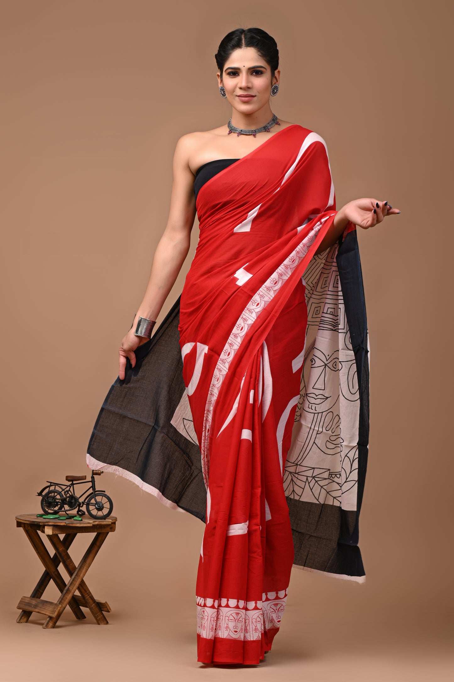 Printed Pure Cotton Mulmul Saree With Blouse - Mj Creation