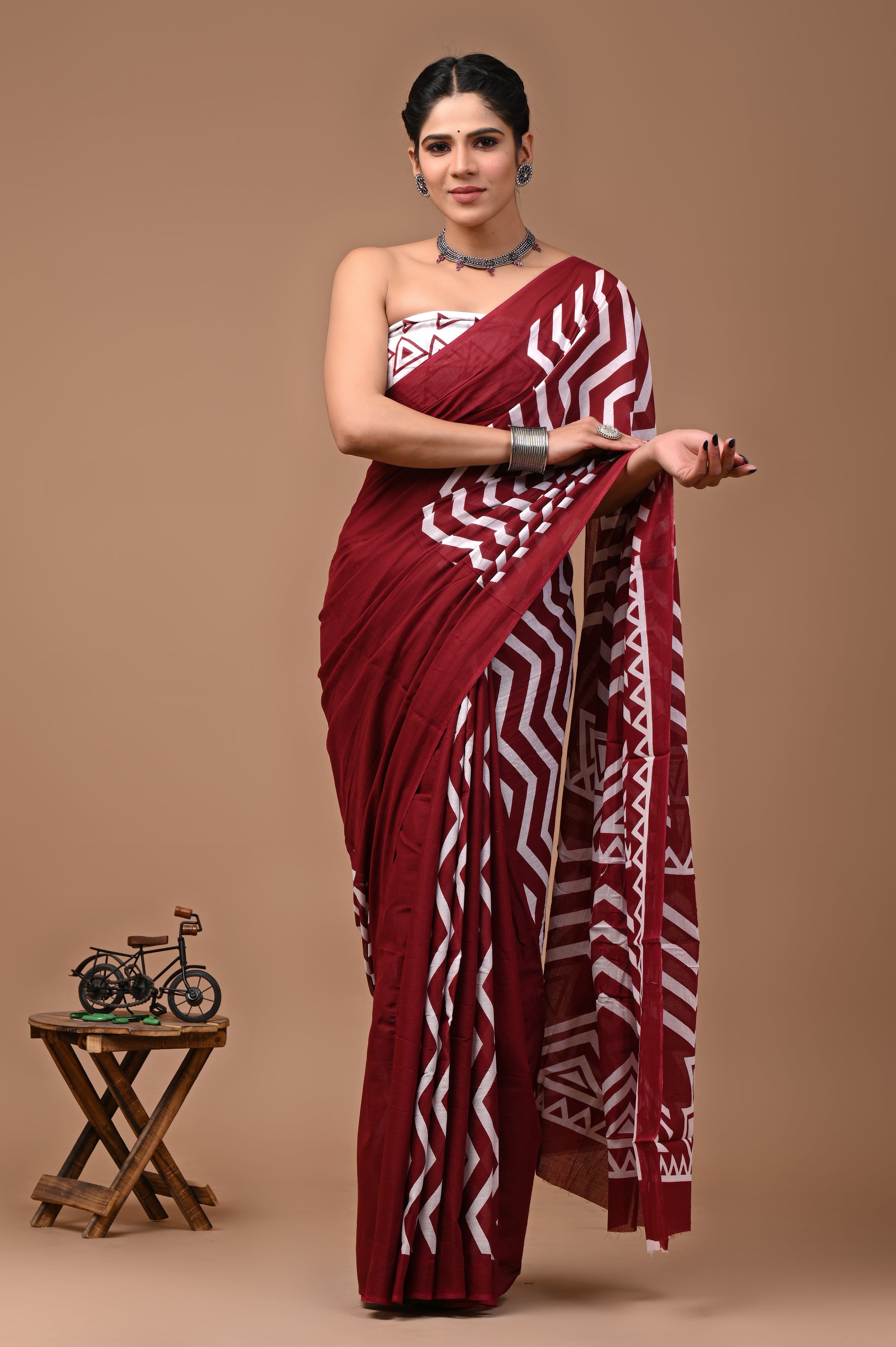 Printed Pure Cotton Mulmul Saree With Blouse - Mj Creation