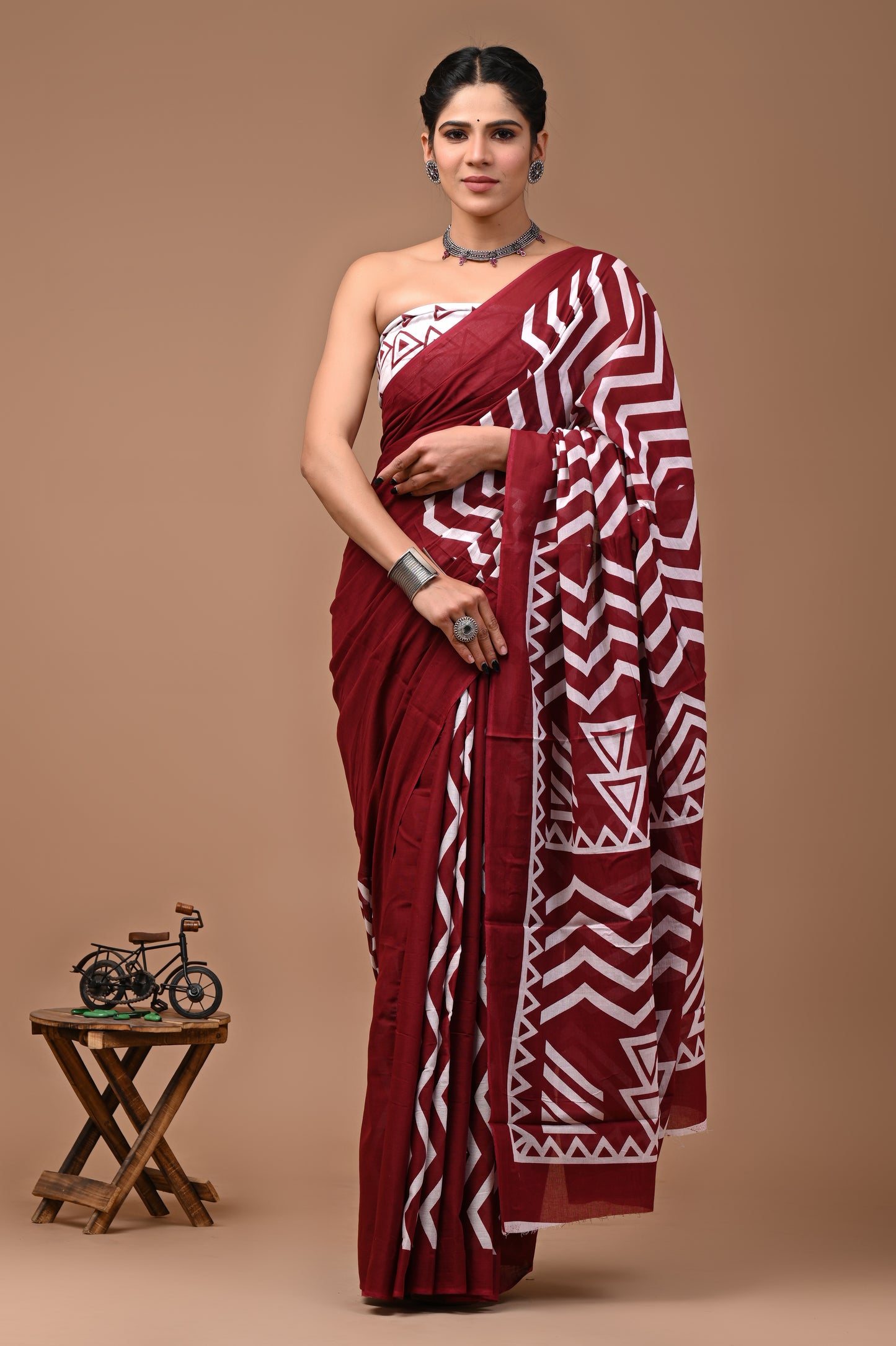 Printed Pure Cotton Mulmul Saree With Blouse - Mj Creation