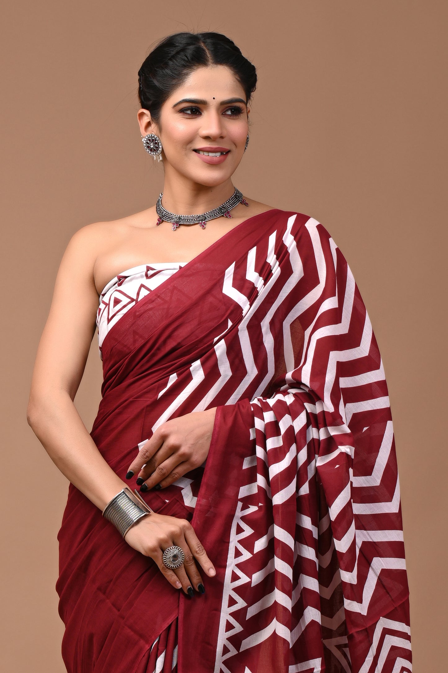 Printed Pure Cotton Mulmul Saree With Blouse - Mj Creation