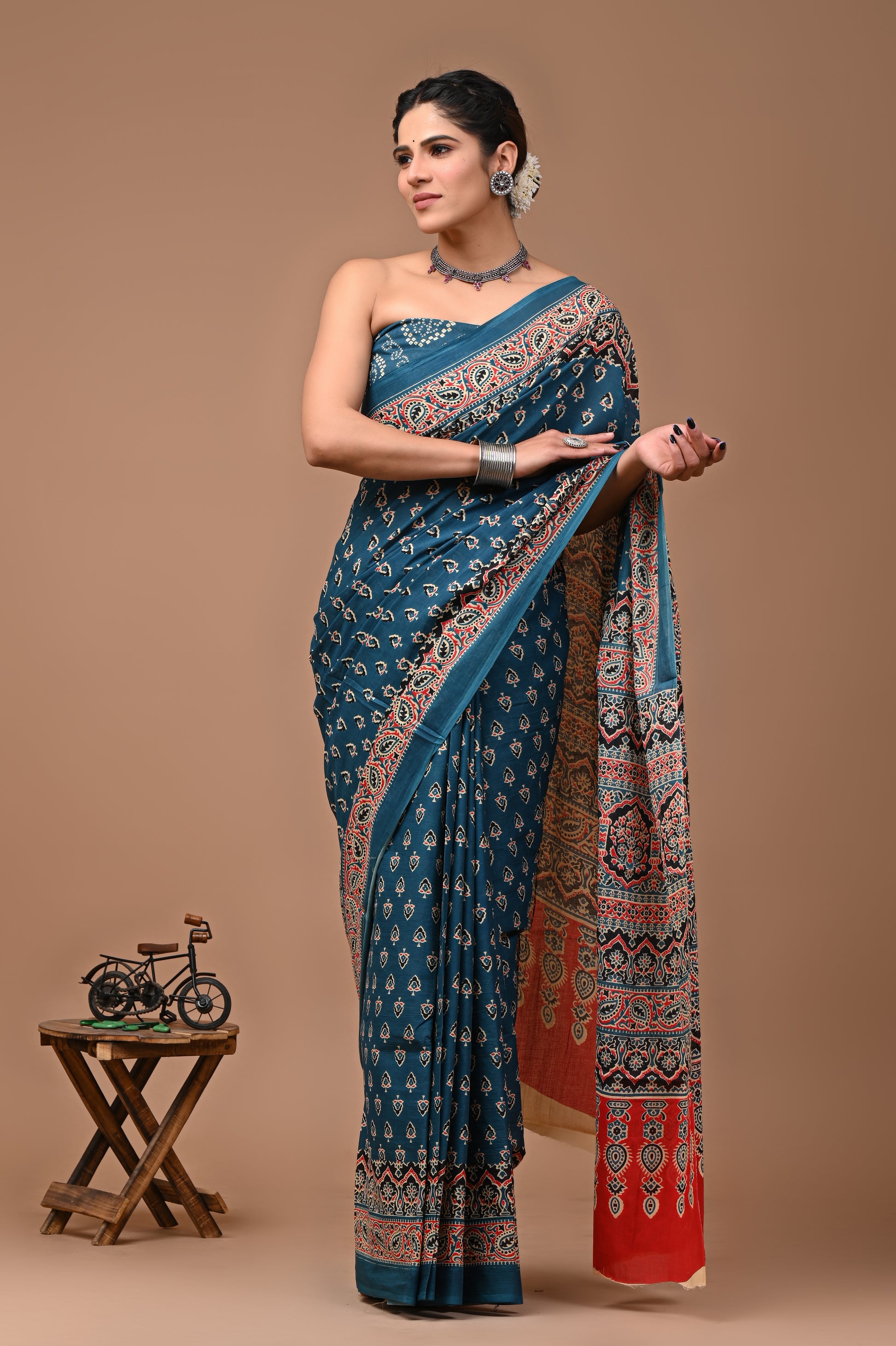 Printed Pure Cotton Mulmul Saree With Blouse - Mj Creation