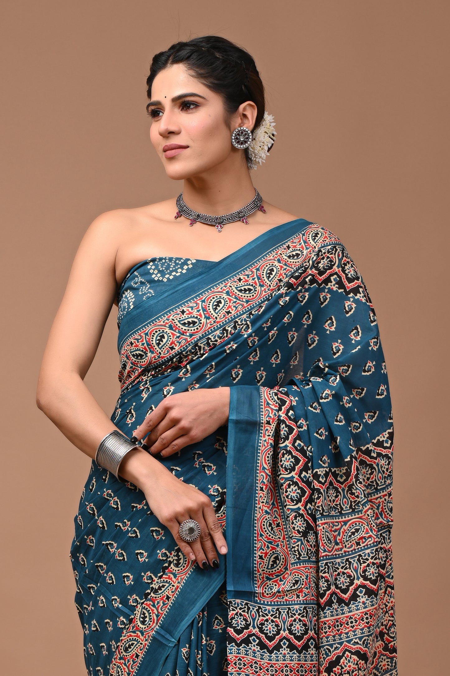 Printed Pure Cotton Mulmul Saree With Blouse - Mj Creation