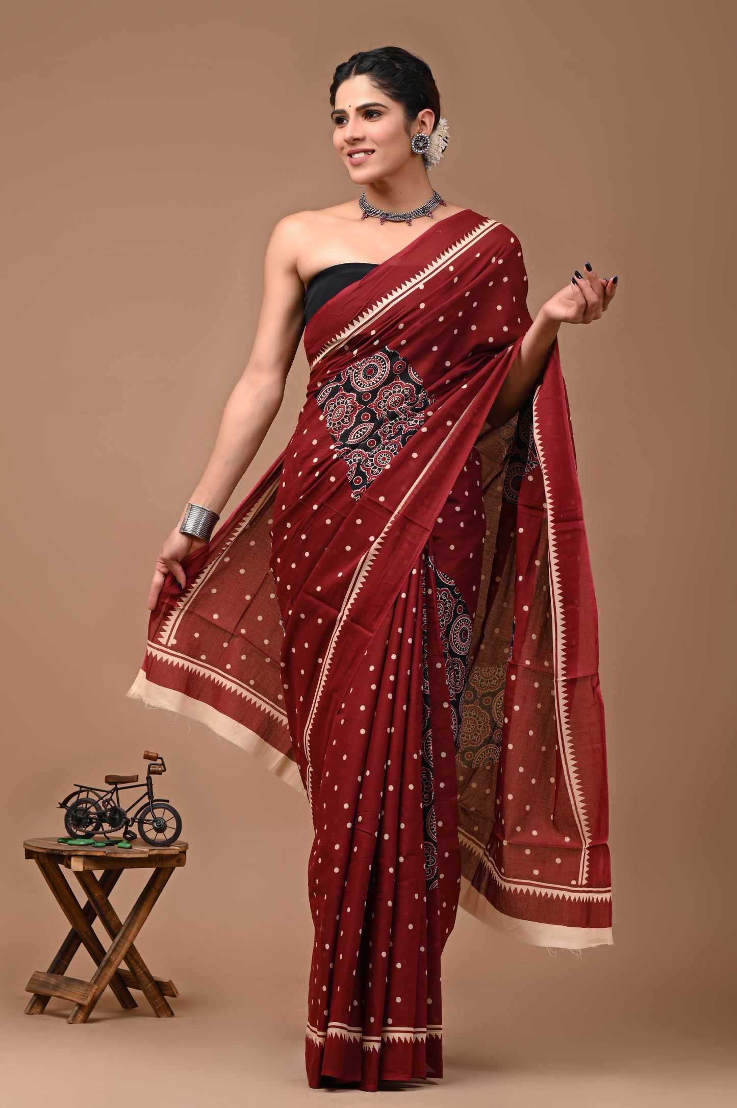 Jaipuri Printed Pure Cotton Mulmul Saree With Blouse - Mj Creation