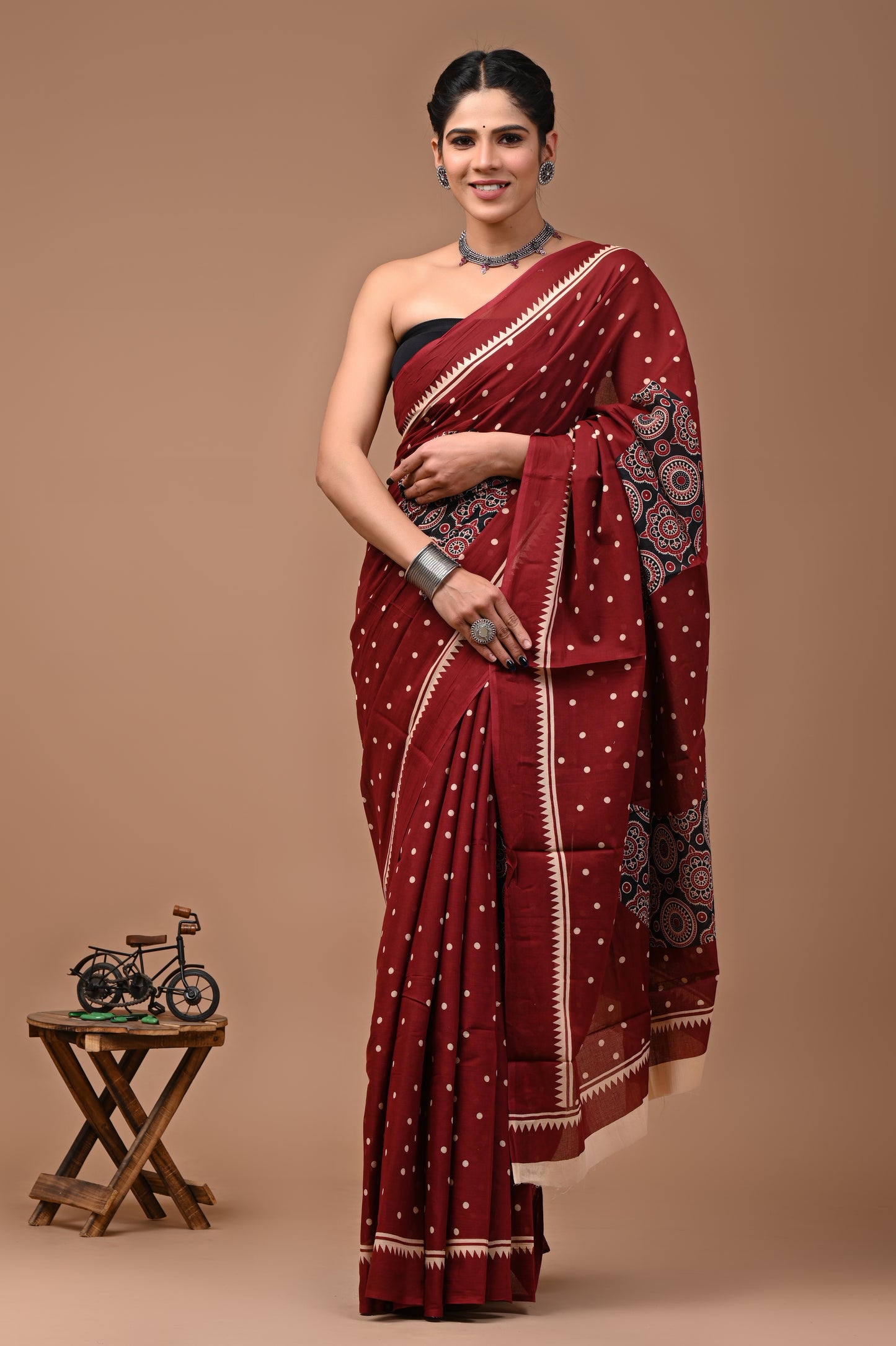 Jaipuri Printed Pure Cotton Mulmul Saree With Blouse - Mj Creation