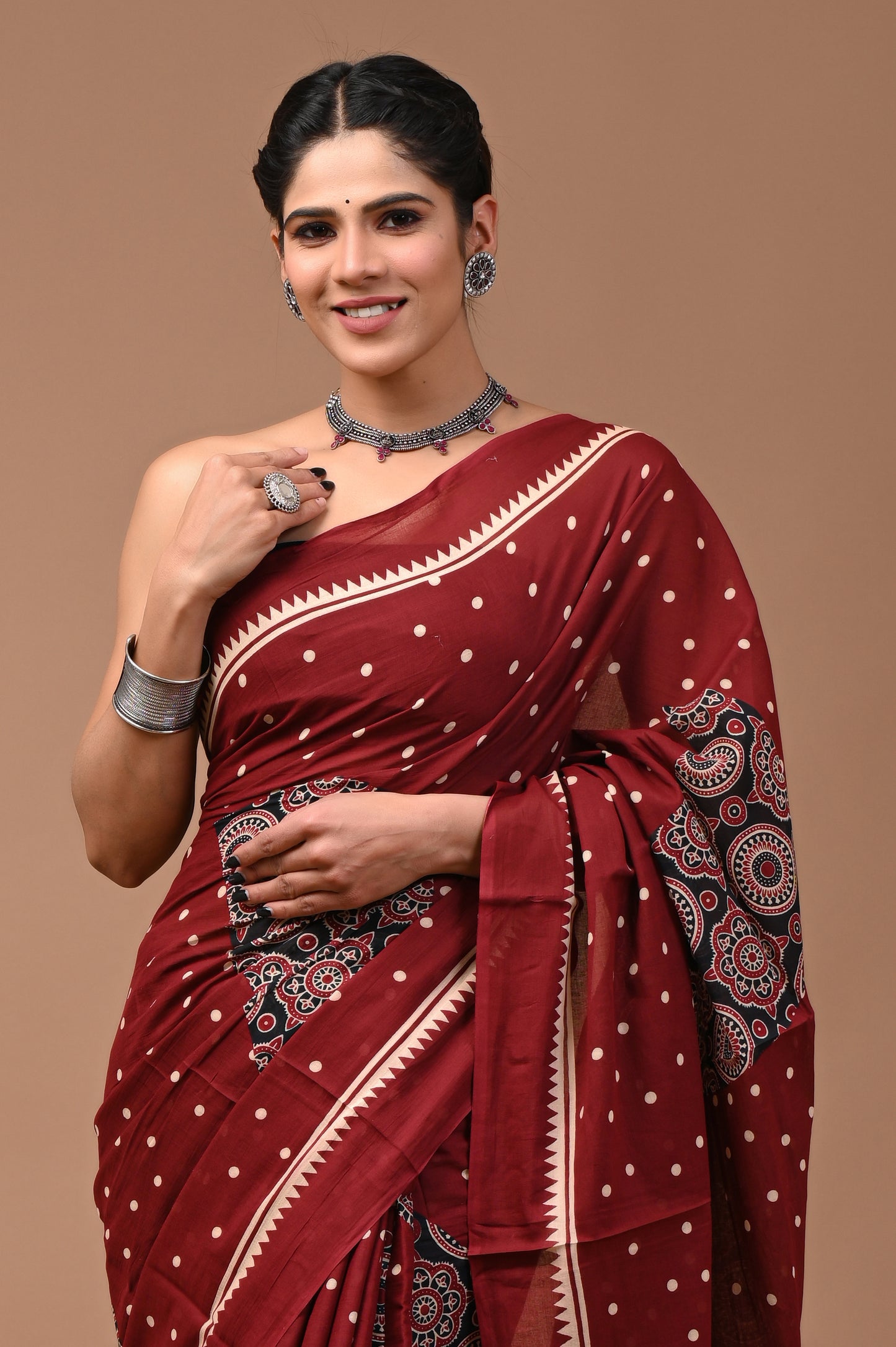 Jaipuri Printed Pure Cotton Mulmul Saree With Blouse - Mj Creation