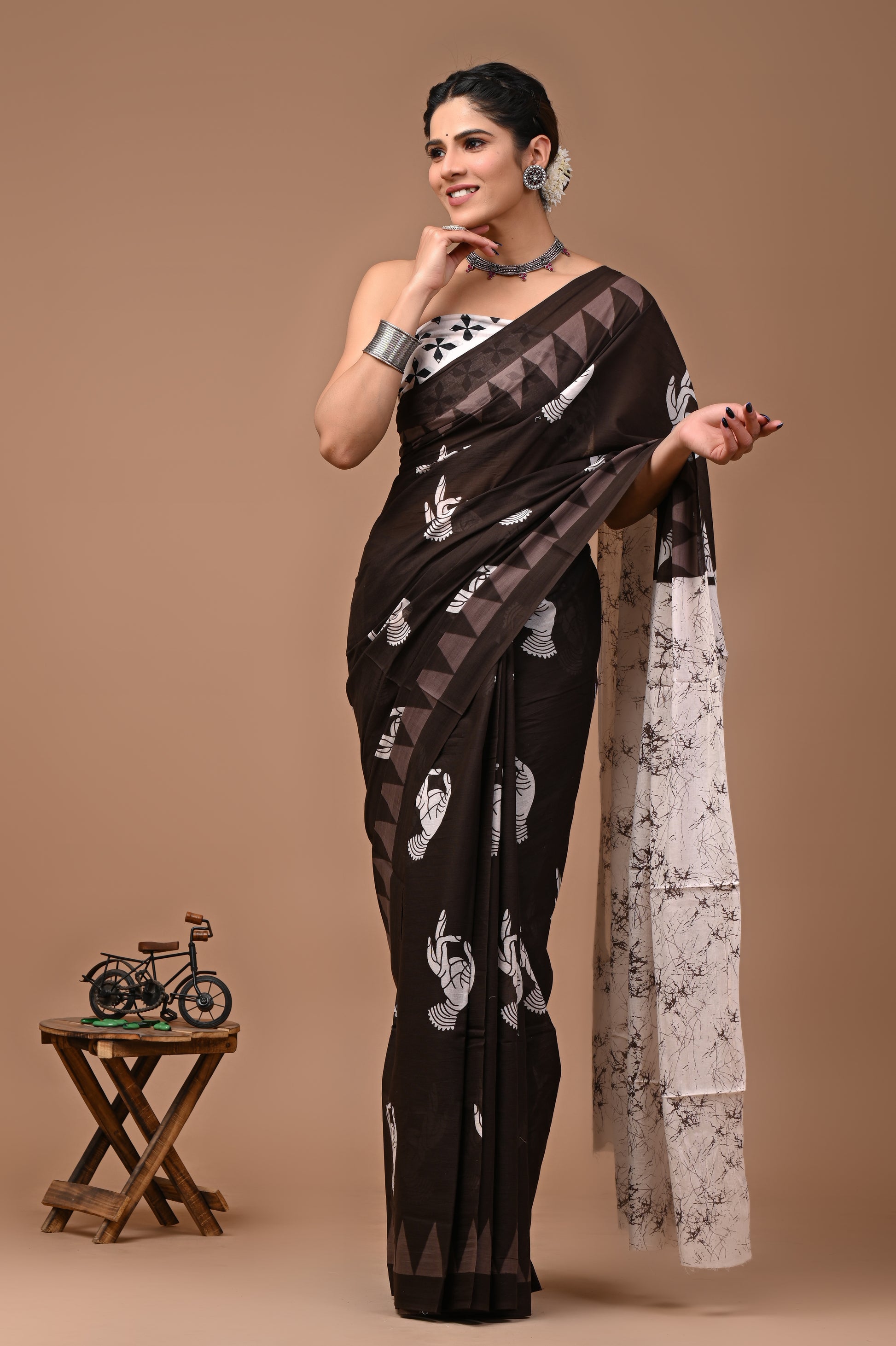 Jaipuri Printed Pure Cotton Mulmul Saree With Blouse - Mj Creation