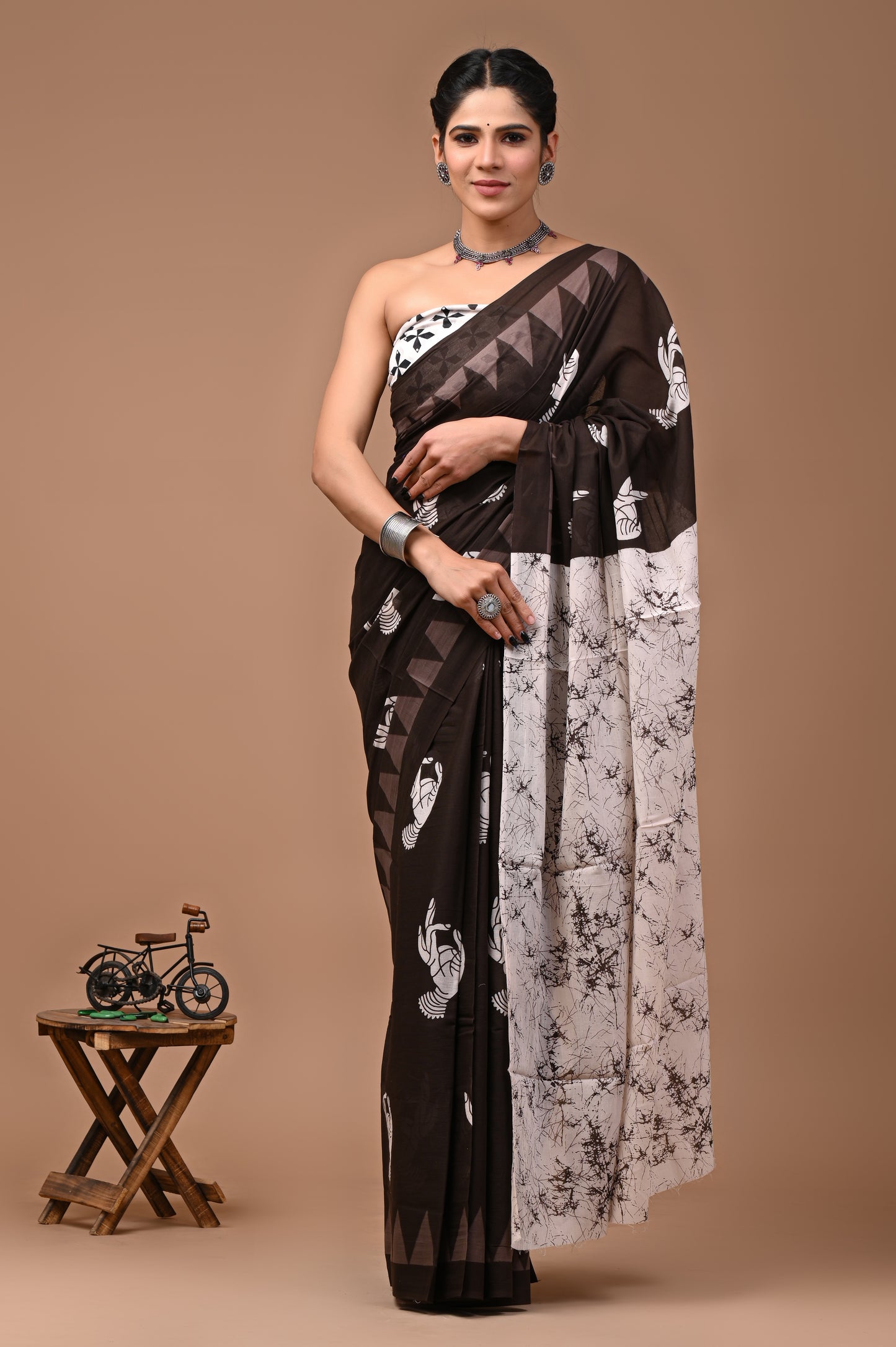 Jaipuri Printed Pure Cotton Mulmul Saree With Blouse - Mj Creation