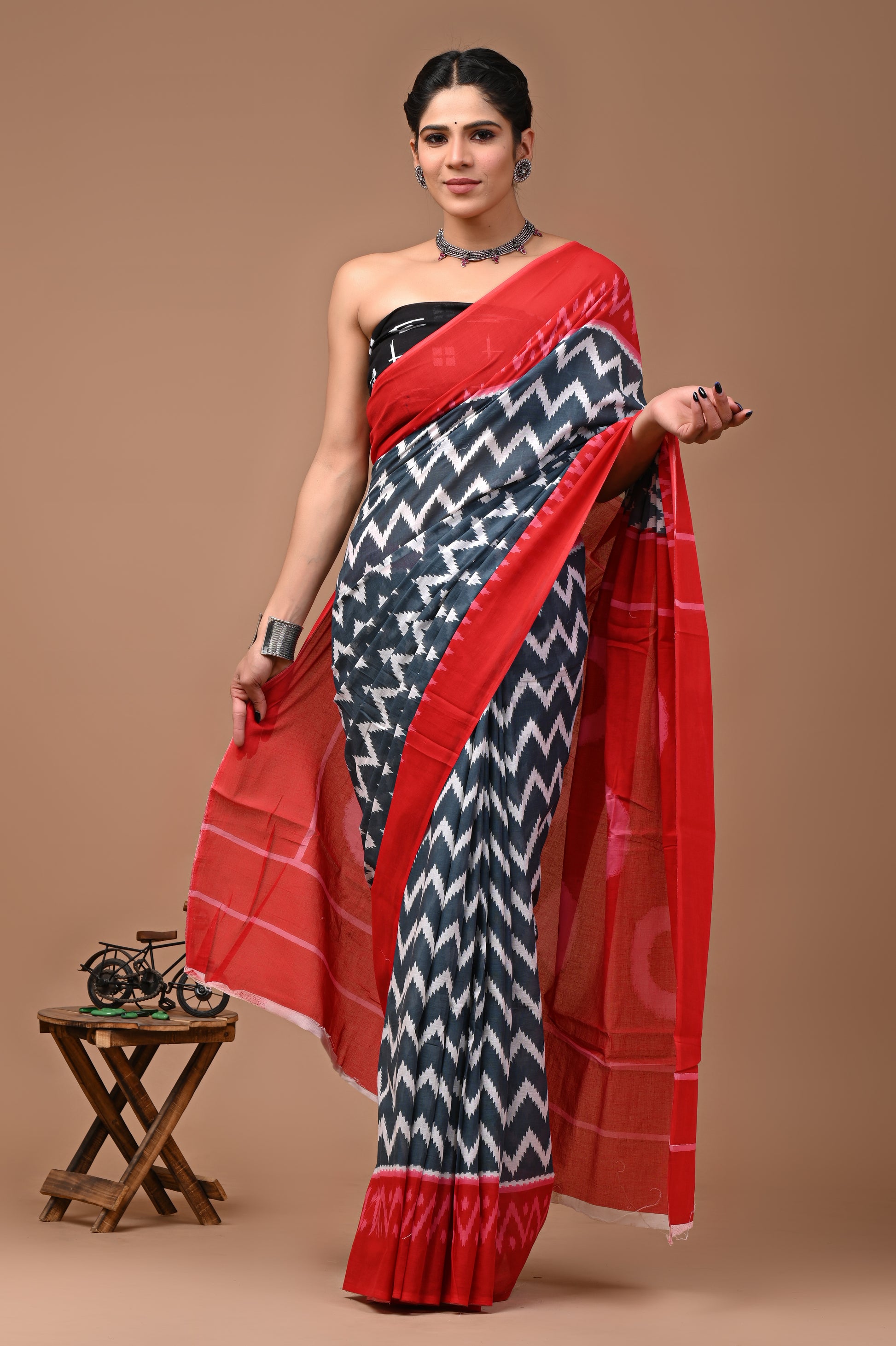 Jaipuri Printed Pure Cotton Mulmul Saree With Blouse - Mj Creation