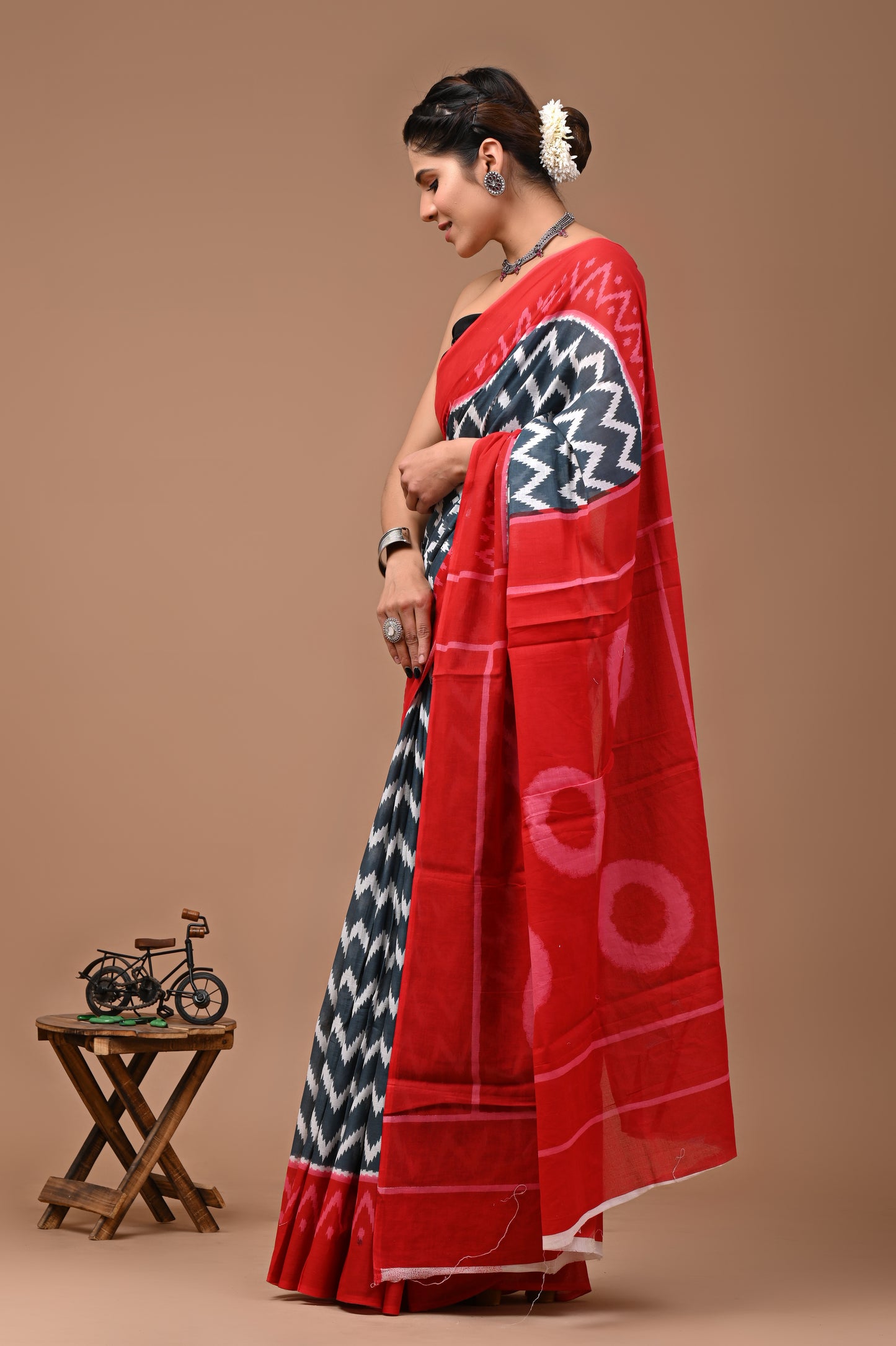 Jaipuri Printed Pure Cotton Mulmul Saree With Blouse - Mj Creation