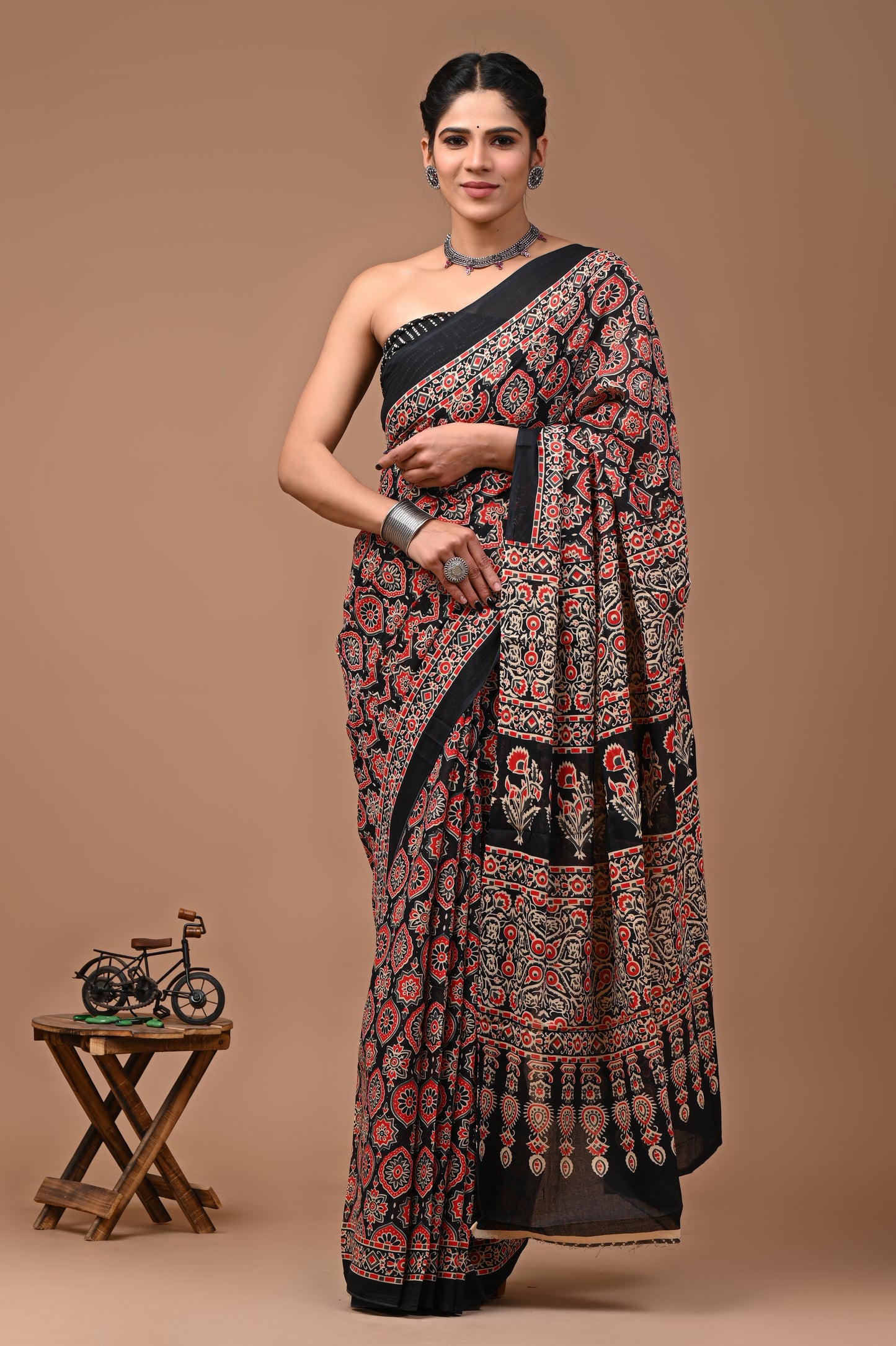 Jaipuri Printed Pure Cotton Mulmul Saree With Blouse - Mj Creation