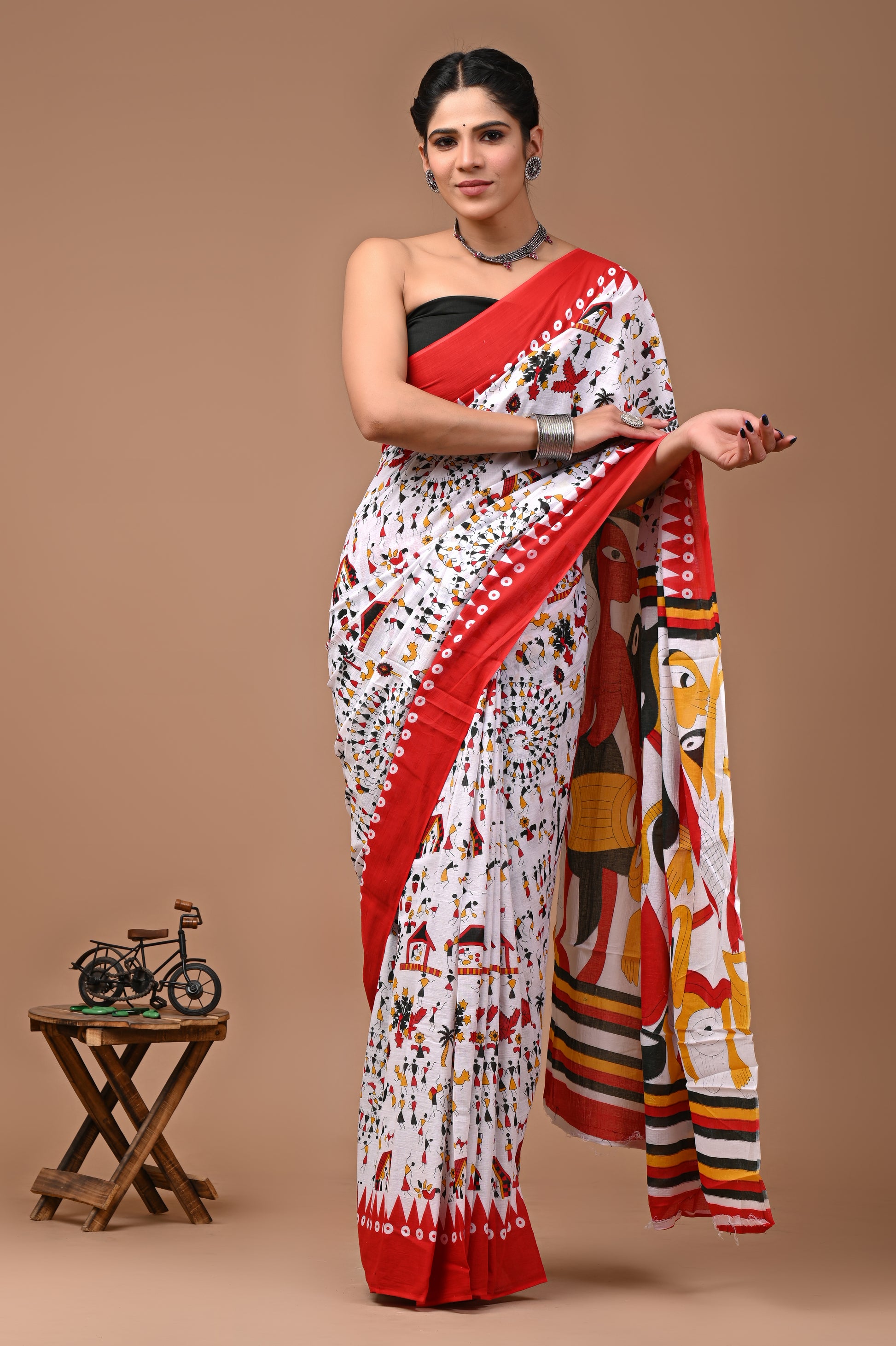 Jaipuri Printed Pure Cotton Mulmul Saree With Blouse - Mj Creation