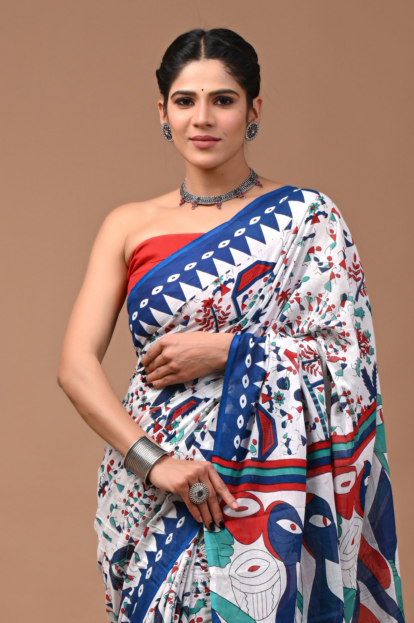 Jaipuri Printed Pure Cotton Mulmul Saree With Blouse - Mj Creation