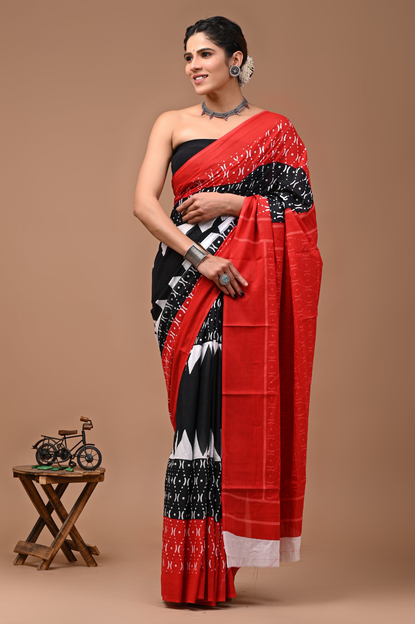 Jaipuri Printed Pure Cotton Mulmul Saree With Blouse - Mj Creation