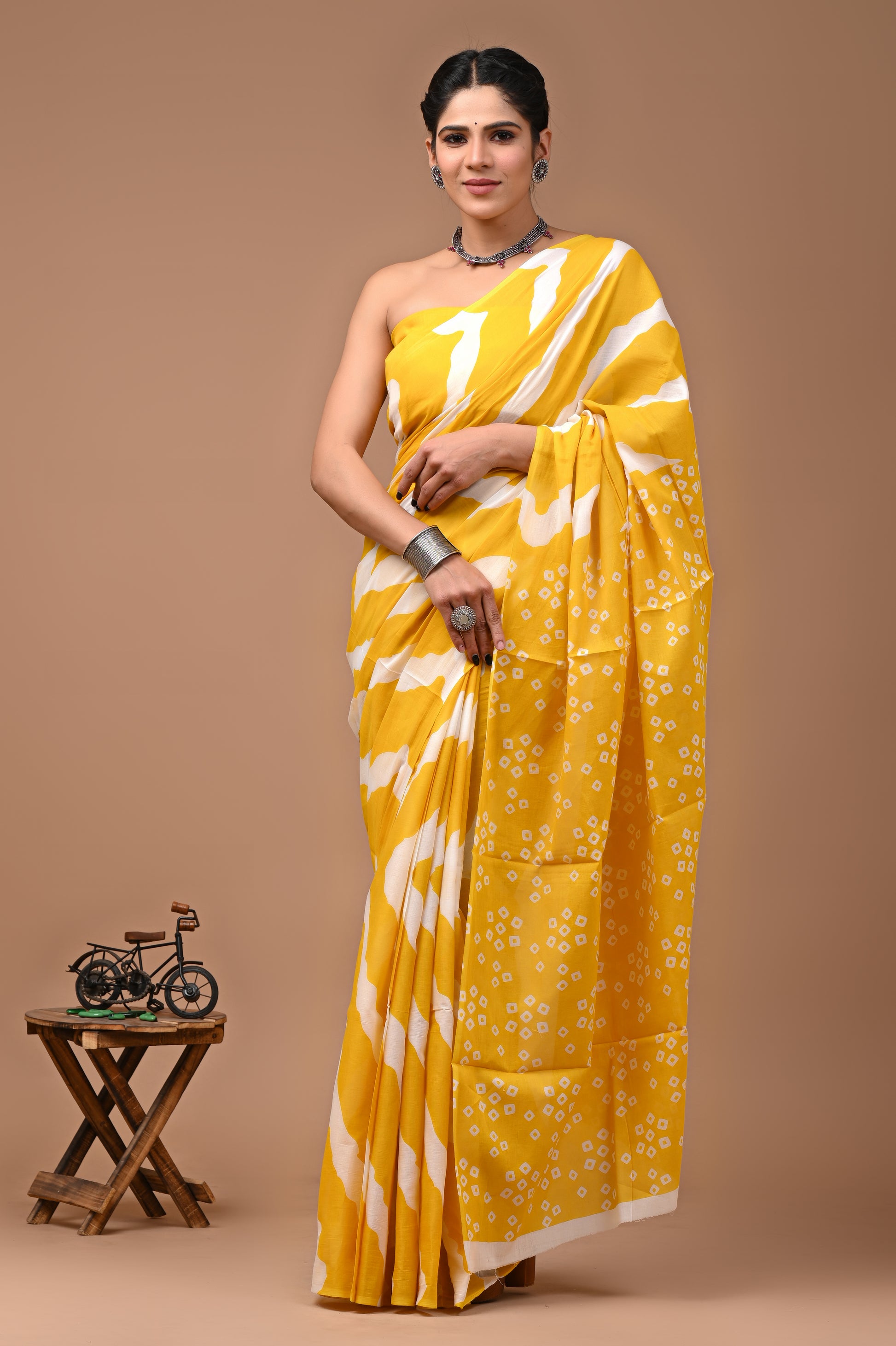 Jaipuri Printed Pure Cotton Mulmul Saree With Blouse - Mj Creation