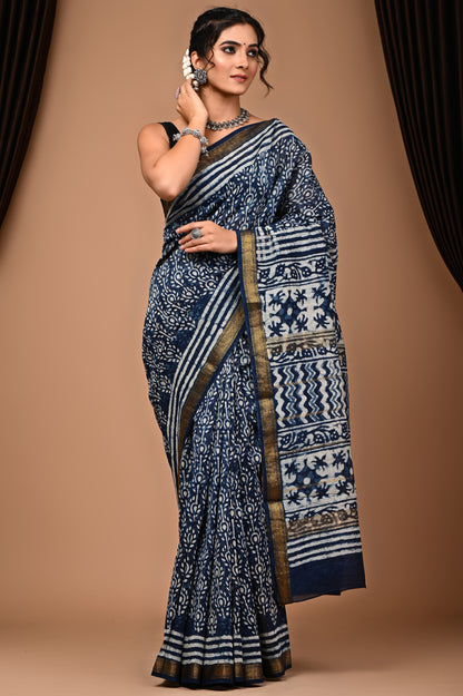 Maheshwari Silk Saree With Unstiched Blouse - Mj Creation