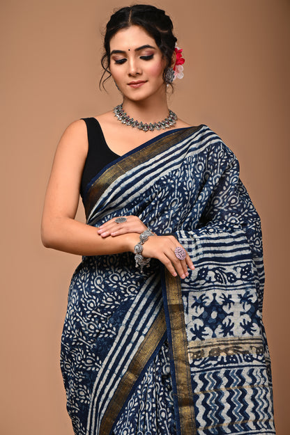 Maheshwari Silk Saree With Unstiched Blouse - Mj Creation